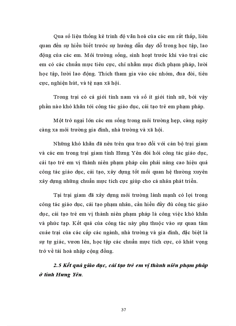 image for page Thực trạng giáo dục cải tạo trẻ em vị thành niên phạm pháp ở tỉnh Hưng Yên