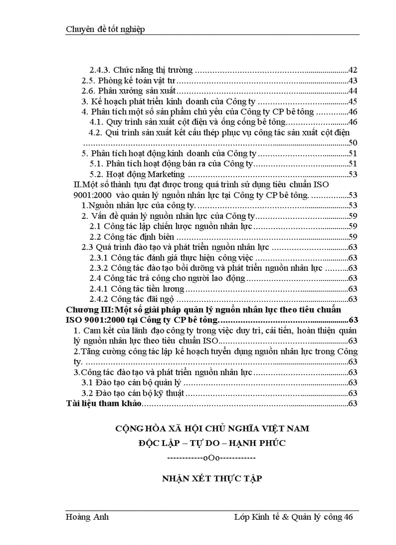 image for page Một số giải pháp hoàn thiện công tác quản lý nguồn nhân lực theo tiêu chuẩn ISO 9001 2000 tại Công ty CP bê tông