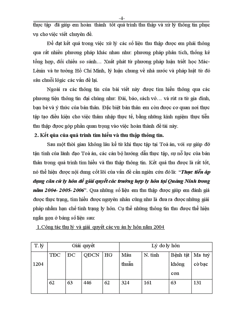 image for page Thực tiễn áp dụng căn cứ ly hôn để giải quyết các trường hợp ly hôn tại Quảng Ninh trong năm 2004 2005 2006
