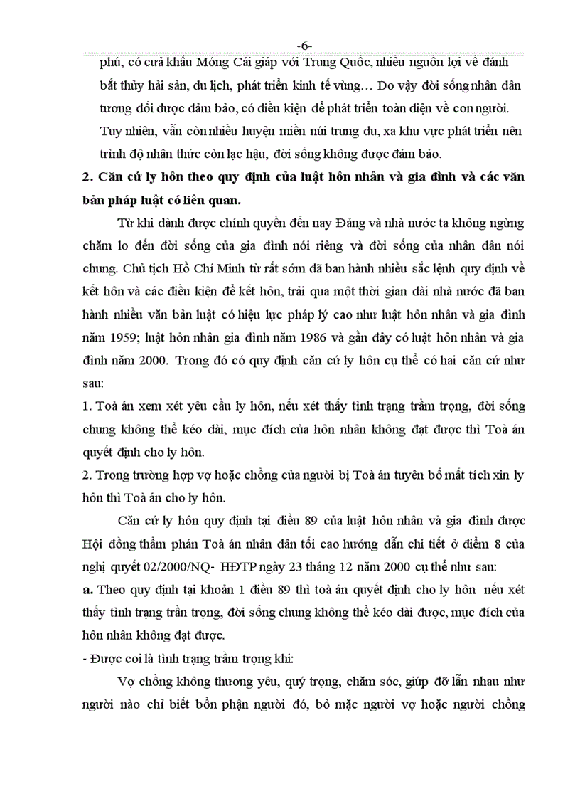 image for page Thực tiễn áp dụng căn cứ ly hôn để giải quyết các trường hợp ly hôn tại Quảng Ninh trong năm 2004 2005 2006