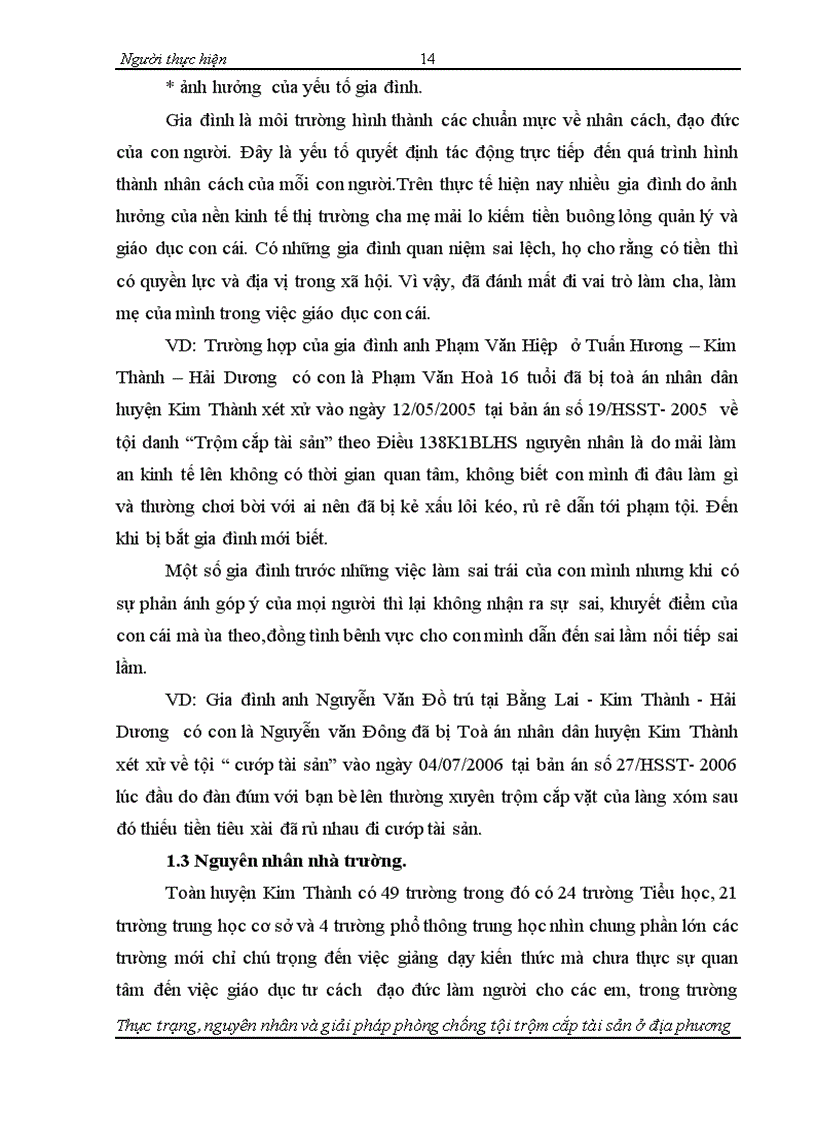 image for page Thực trạng nguyên nhân và giải pháp phòng chống tội trộm cắp tài sản ở huyện Kim Thành tỉnh Hải Dương