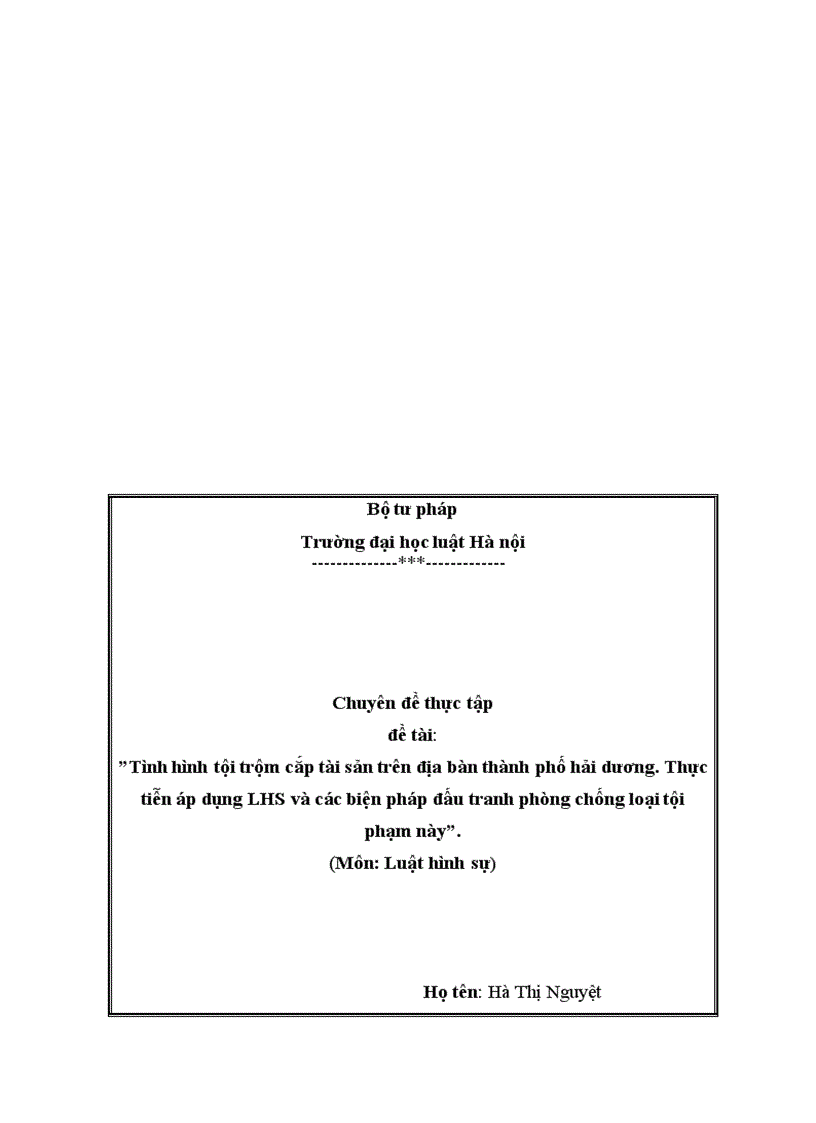 image for page Tình hình trộm cắp tài sản tại thành phố Hải Dương thực tiễn áp dụng LHS và các biện pháp đấu tranh phòng chống