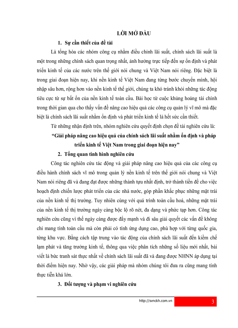 Giải pháp nâng cao hiệu quả của chính sách lãi suất nhằm ổn định và pháp triển kinh tế Việt Nam trong giai đoạn hiện nay