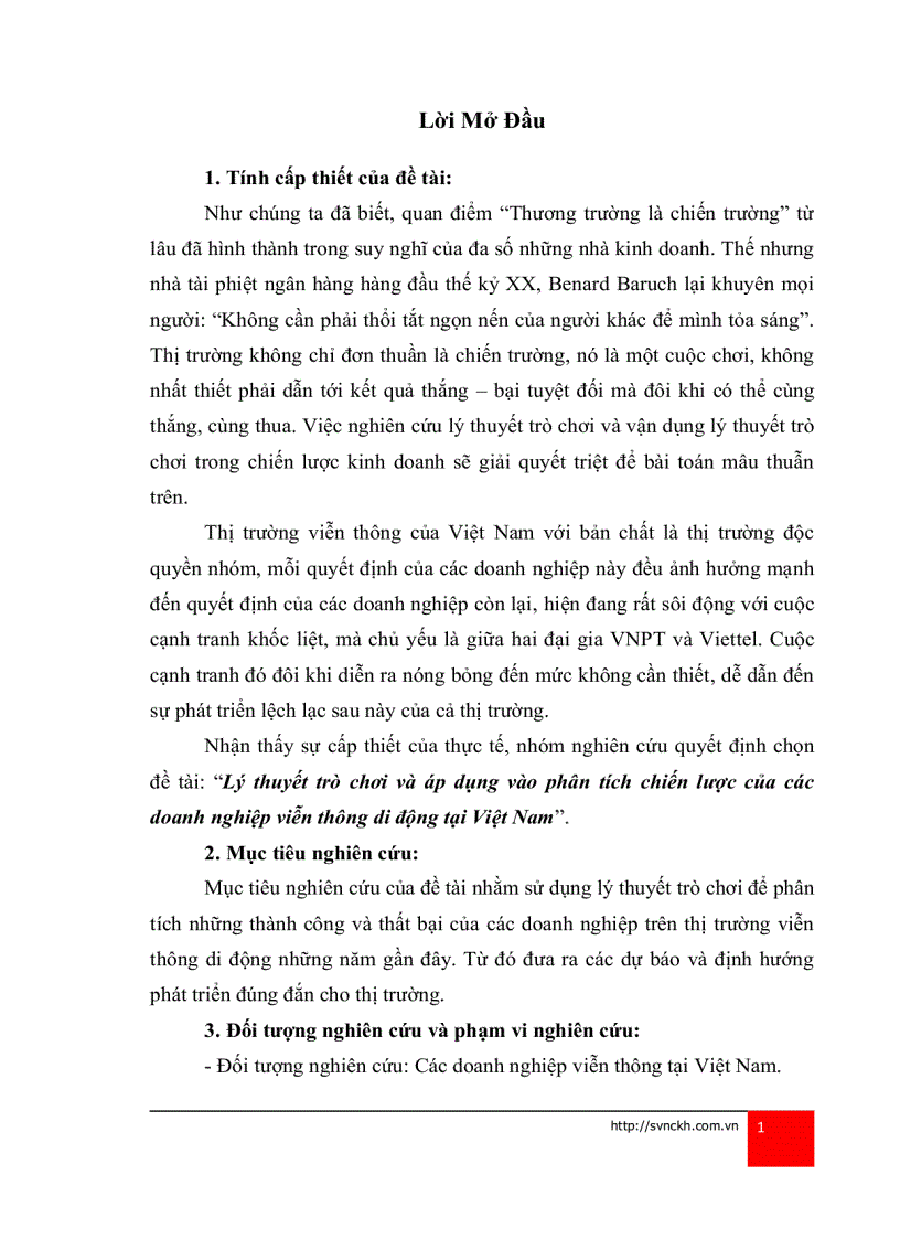 image for page Lý thuyết trò chơi và áp dụng vào phân tích chiến lược của các doanh nghiệp viễn thông di động tại Việt Nam