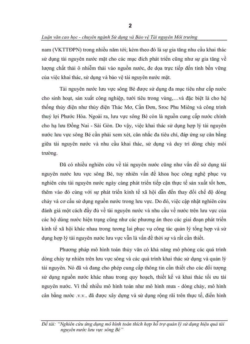 image for page Nghiên cứu ứng dụng mô hình toán thích hợp hỗ trợ quản lý sử dụng hiệu quả tài nguyên nước lưu vực sông Bé