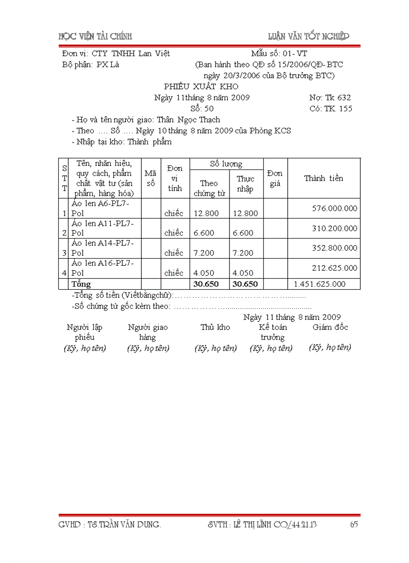 image for page Tổ chức công tác kế toán thành phẩm tiêu thụ thành phẩm và xác định kết quả tiêu thụ tại Công Ty TNHH Lan Việt