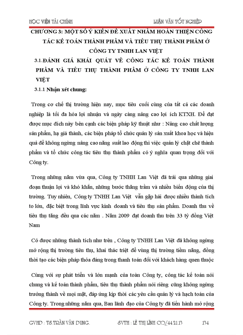 image for page Tổ chức công tác kế toán thành phẩm tiêu thụ thành phẩm và xác định kết quả tiêu thụ tại Công Ty TNHH Lan Việt
