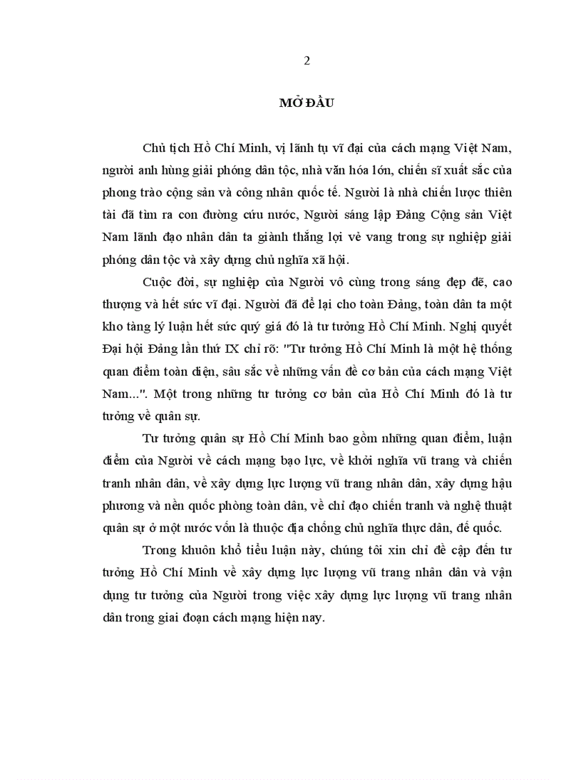 image for page Tiểu luận Tư tưởng Hồ Chí Minh về xây dựng lực lượng vũ trang nhân dân