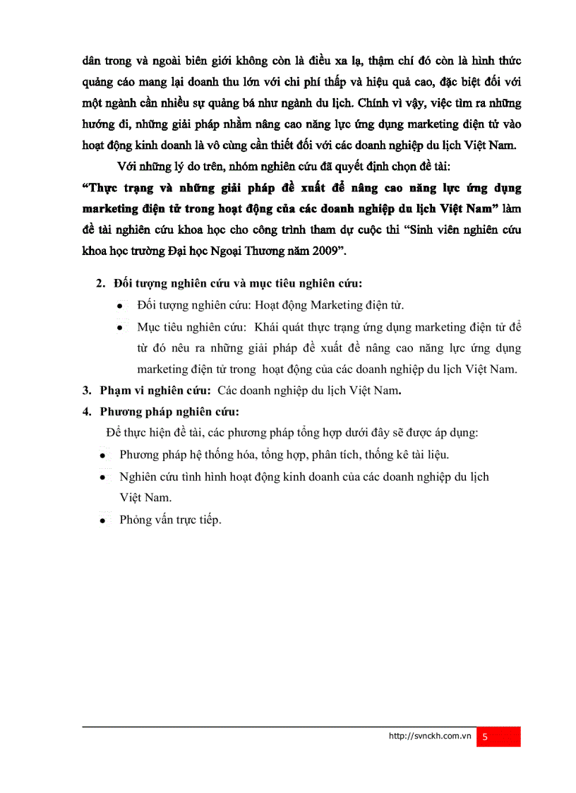 Thực trạng và những giải pháp đề xuất để nâng cao năng lực ứng dụng marketing điện tử trong hoạt động của các doanh nghiệp du lịch việt nam