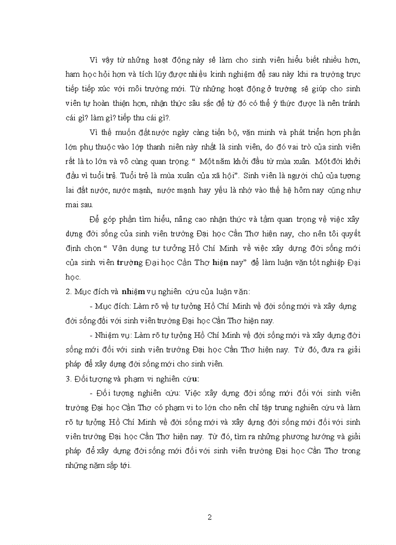 image for page Vận dụng tư tưởng hồ chí minh về việc xây dựng đời sống mới của sinh viên trường đại học cần thơ hiện nay