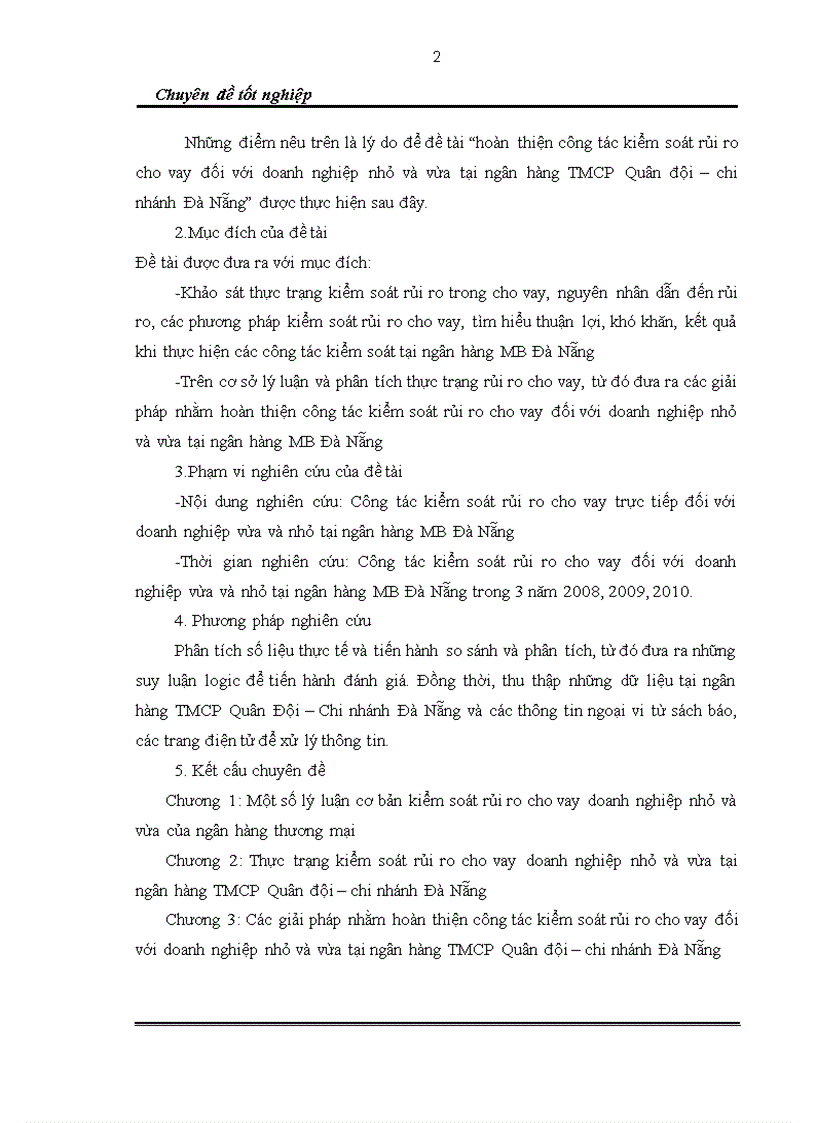 image for page Hoàn thiện công tác kiểm soát rủi ro cho vay đối với doanh nghiệp nhỏ và vừa tại ngân hàng thương mại cổ phần Quân đội chi nhánh Đà Nẵng