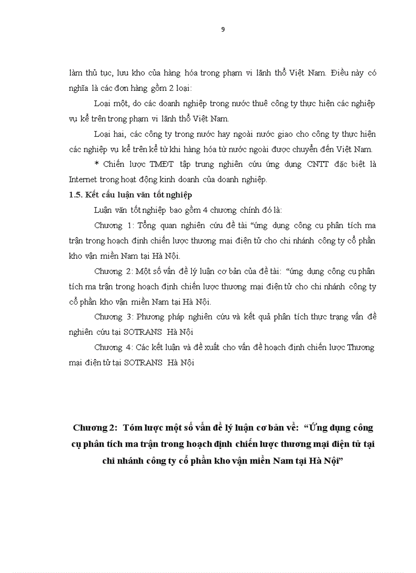 image for page Ứng dụng các công cụ phân tích ma trận trong hoạch định chiến lược Thương mại điện tử tại chi nhánh công ty cổ phần kho vận miền Nam tại Hà Nội