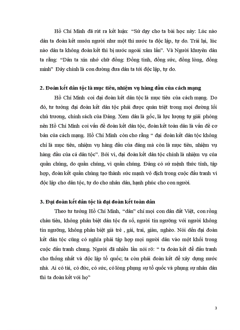 Phân tích quan điểm của Hồ Chí Minh về đại đoàn kết dân tộc