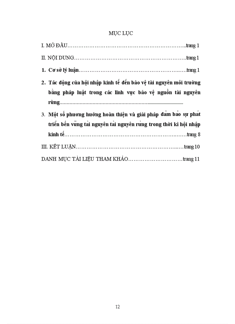 image for page Tác động của hội nhập kinh tế đến bảo vệ tài nguyên môi trường bằng pháp luật trong các lĩnh vực bảo vệ nguồn tài nguyên rừng
