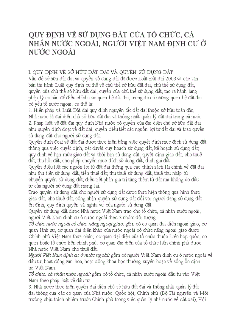 image for page Quy định về sử dụng đất của tổ chức cá nhân nước ngoài người Việt Nam định cư ở nước ngoài