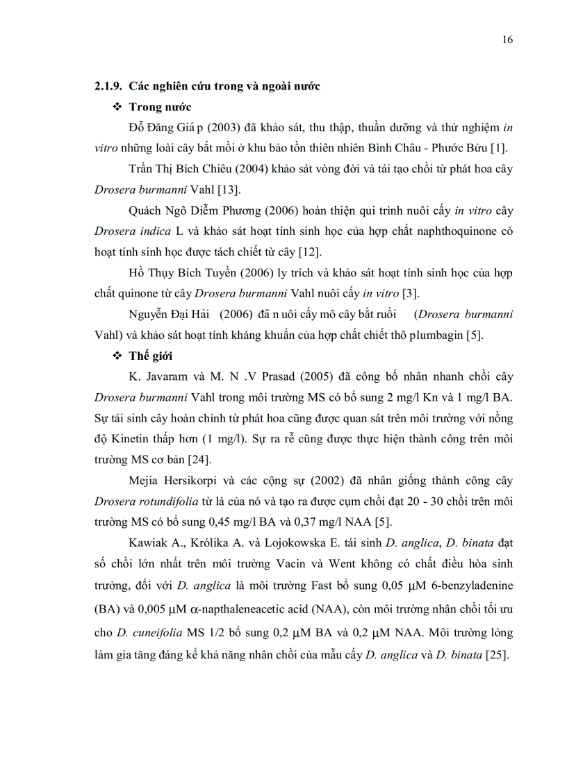 image for page Khảo sát khả năng ứng dụng kỹ thuật nuôi cấy mô sẹo tạo dịch huyền phù cây Drosera burmanni Vahl trong thu nhận hợp chất anthraquinone