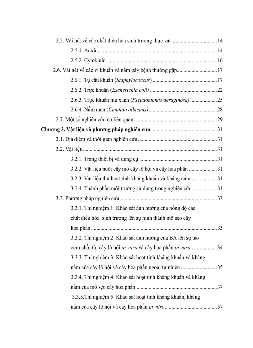 image for page Khảo sát hoạt tính kháng khuẩn và kháng nấm của các chất chiết thô từ cây lô hội Aloe vera và cây hoa phấn Mirabilis jalapa L nuôi cấy in vitro