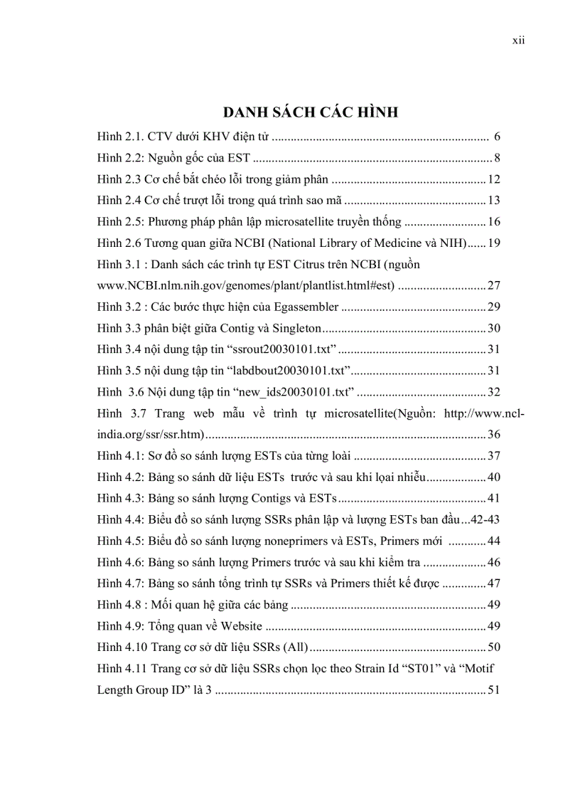 image for page Khai thác dữ liệu ests expressed sequence tags ở chi cam chanh citrus cho việc phát triển marker phân tử ssr simple sequence repeats