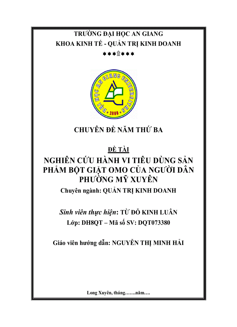 image for page Nghiên cứu hành vi tiêu dùng sản phẩm bột giặt omo của người dân phường mỹ xuyên