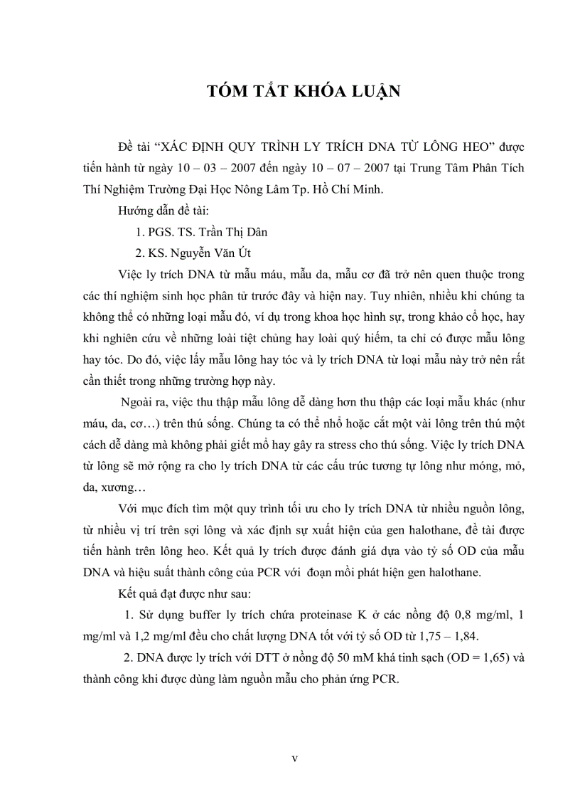 image for page Xác định quy trình ly trích dna từ lông heo