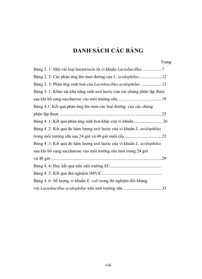 image for page Khảo sát khả năng sinh axít lactic và tính kháng của Lactobacillus acidophilus đối với vi khuẩn E coli dùng để sản xuất chế phẩm probiotic