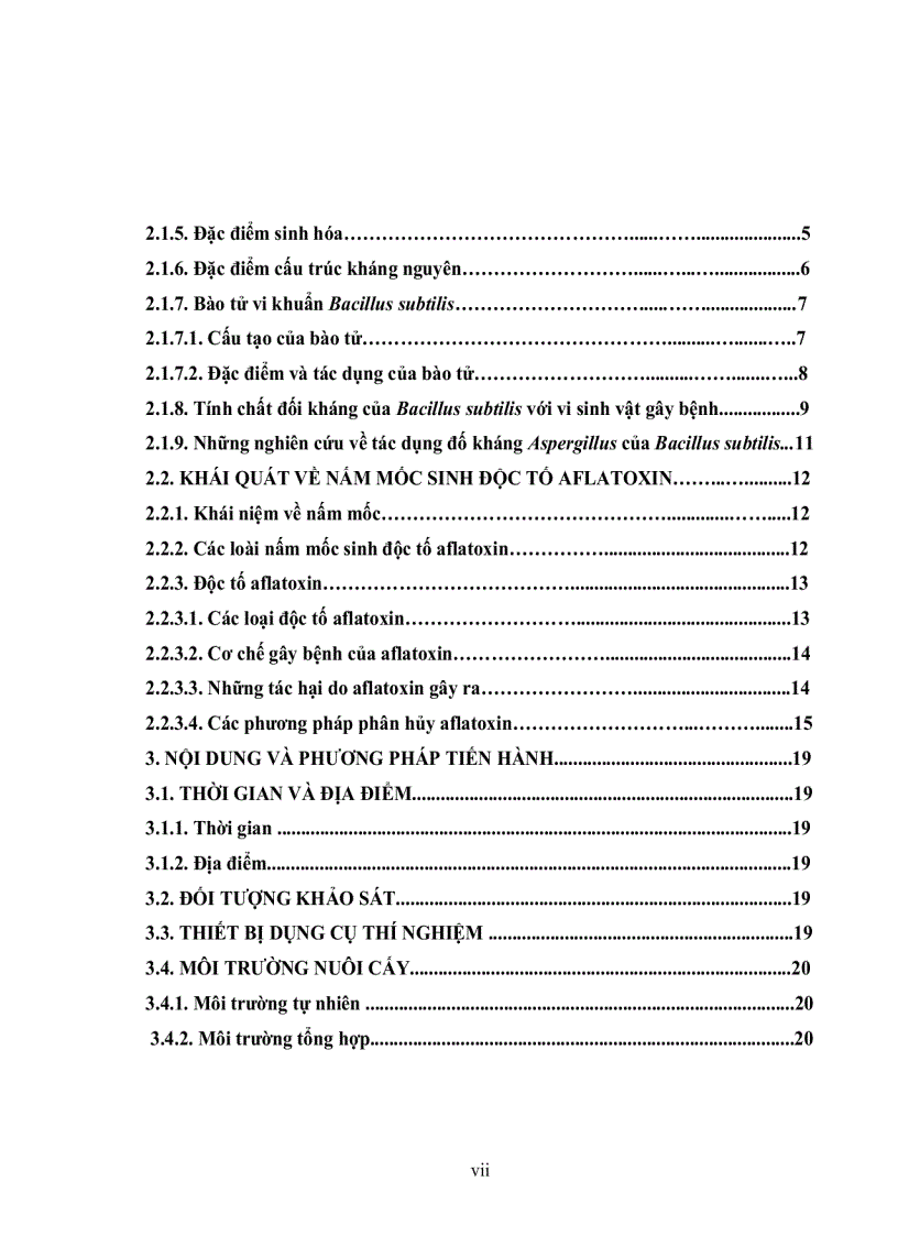 image for page Phân lập vi khuẩn Bacillus subtilis từ đất khảo sát khả năng ức chế sản sinh aflatoxin của các chủng phân lập được