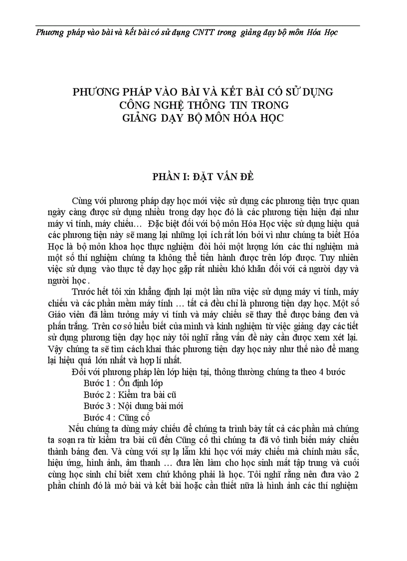 image for page Phương pháp vào bài và kết bài có sử dụng công nghệ thông tin trong giảng dạy bộ môn hóa học