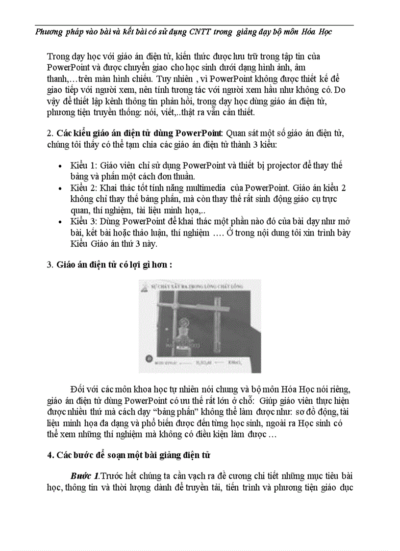 Phương pháp vào bài và kết bài có sử dụng công nghệ thông tin trong giảng dạy bộ môn hóa học
