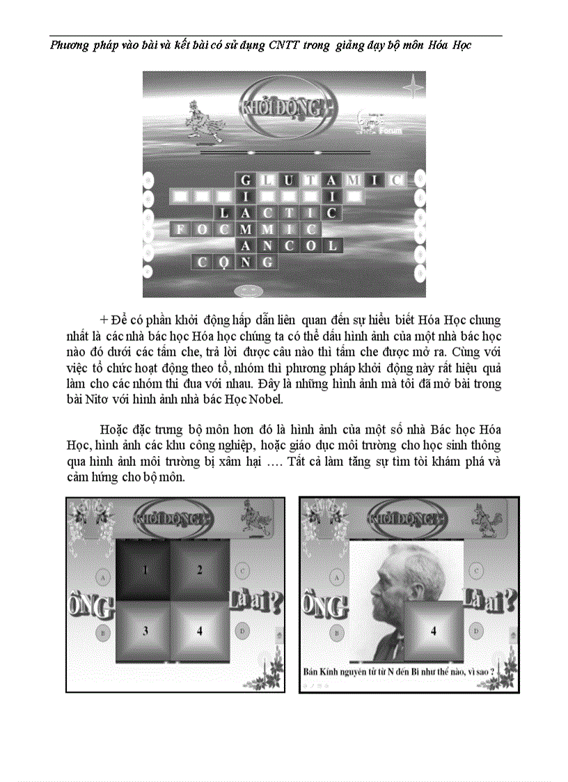 image for page Phương pháp vào bài và kết bài có sử dụng công nghệ thông tin trong giảng dạy bộ môn hóa học