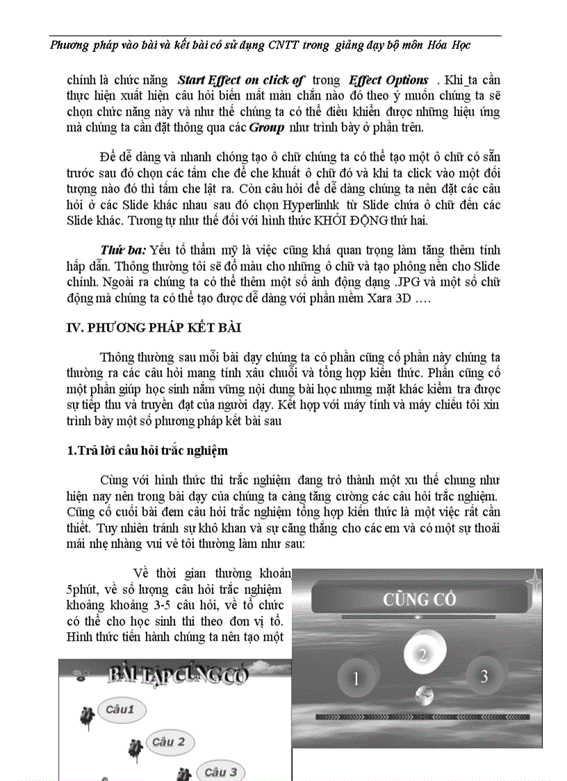 image for page Phương pháp vào bài và kết bài có sử dụng công nghệ thông tin trong giảng dạy bộ môn hóa học