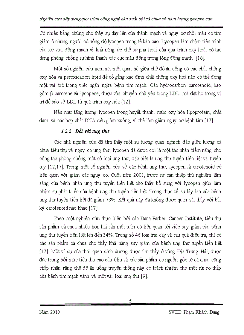 image for page Nghiên cứu xây dựng quy trình công nghệ sản xuất bột cà chua có hàm lượng lycopen cao