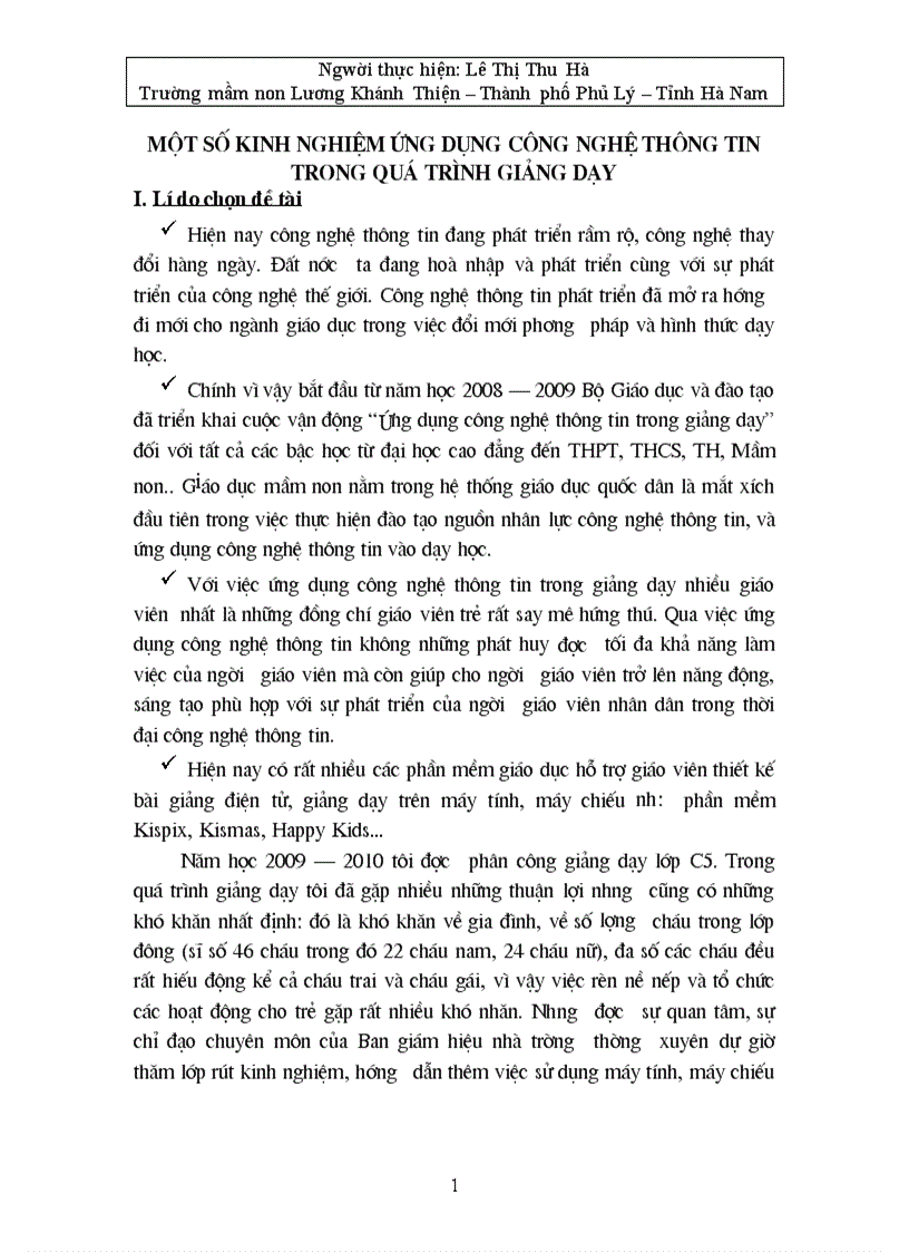 image for page Một số kinh nghiệm ứng dụng công nghệ thông tin trong quá trình giảng dạy