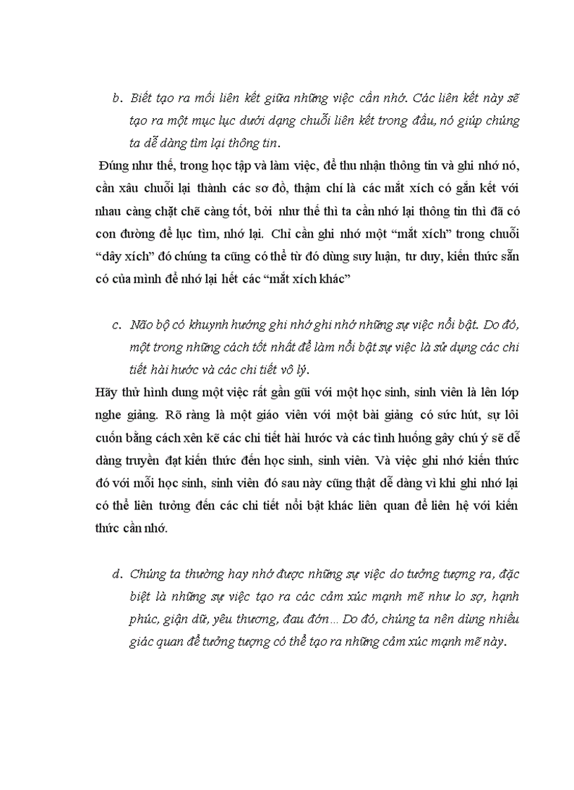 image for page Phân tích các cách rèn luyện trí nhớ và qua đó tự liên hệ với việc rèn luyện trí nhớ của cá nhân trong hoạt động học tập