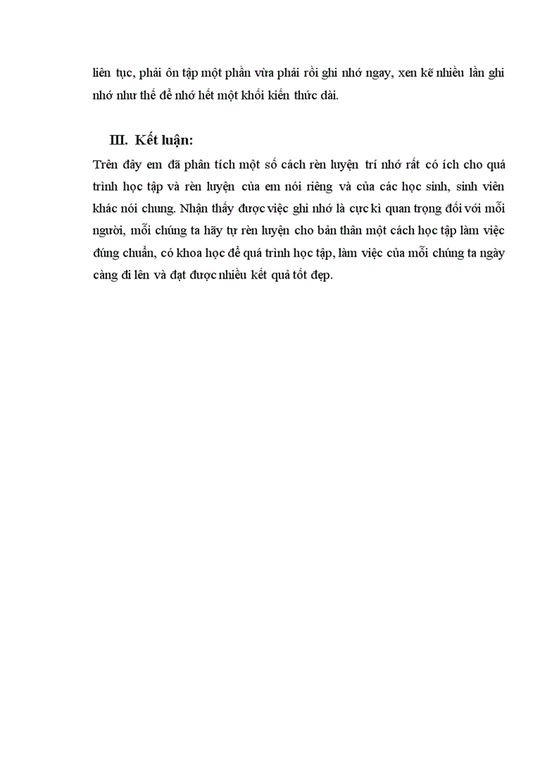 image for page Phân tích các cách rèn luyện trí nhớ và qua đó tự liên hệ với việc rèn luyện trí nhớ của cá nhân trong hoạt động học tập
