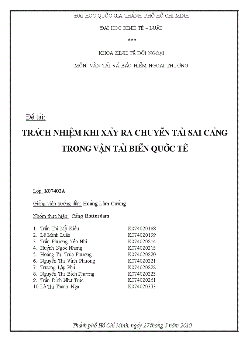 Trách nhiệm khi xảy ra chuyển tải sai cảng trong vận tải biển quốc tế