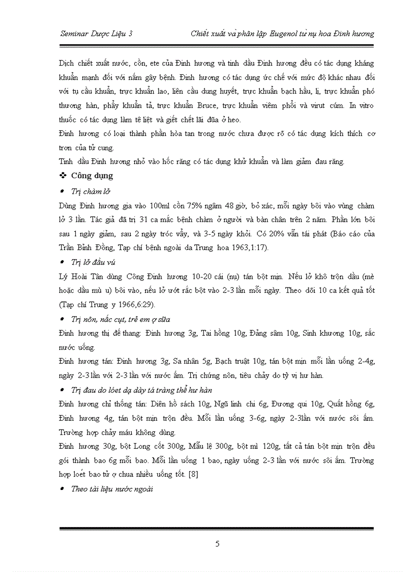 image for page Chiê t xuâ t va phân lâ p Eugenol tư nu hoa Đinh hương