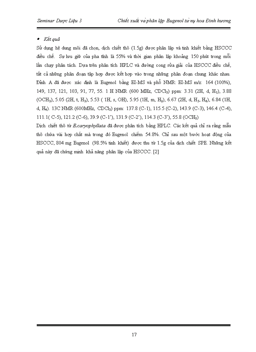 image for page Chiê t xuâ t va phân lâ p Eugenol tư nu hoa Đinh hương