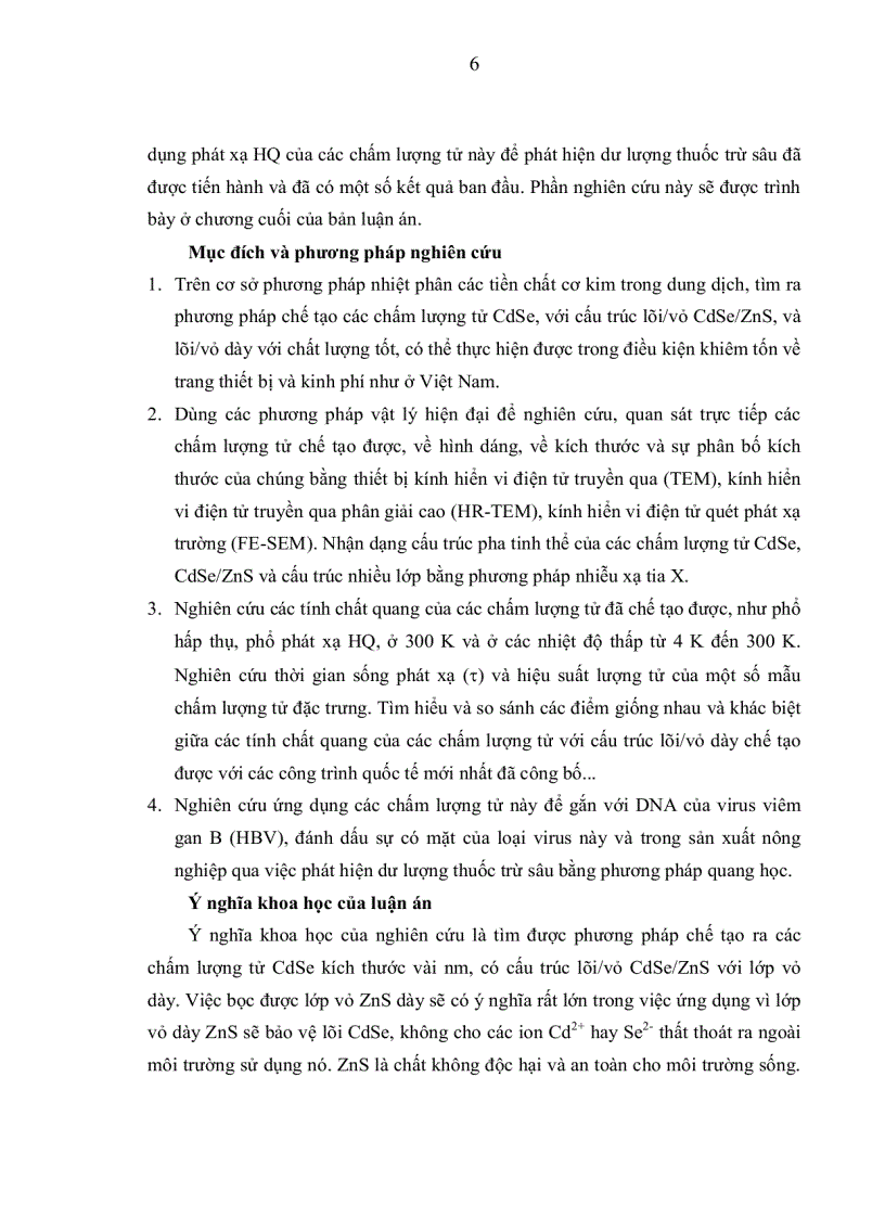 image for page Tiến sĩ khoa học vật liệu Nghiên cứu chế tạo tính chất quang của các chấm lượng tử CdSe với cấu trúc lõi vỏ và định hướng ứng dụng