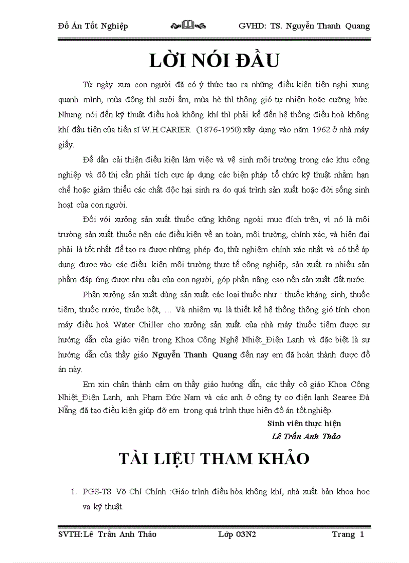 image for page Đồ án tốt nghiệp thiết kế hệ thống thông gió tính chọn máy điều hoà Water Chiller cho xưởng sản xuất của Nhà máy dược phẩm PYMEPHARCO