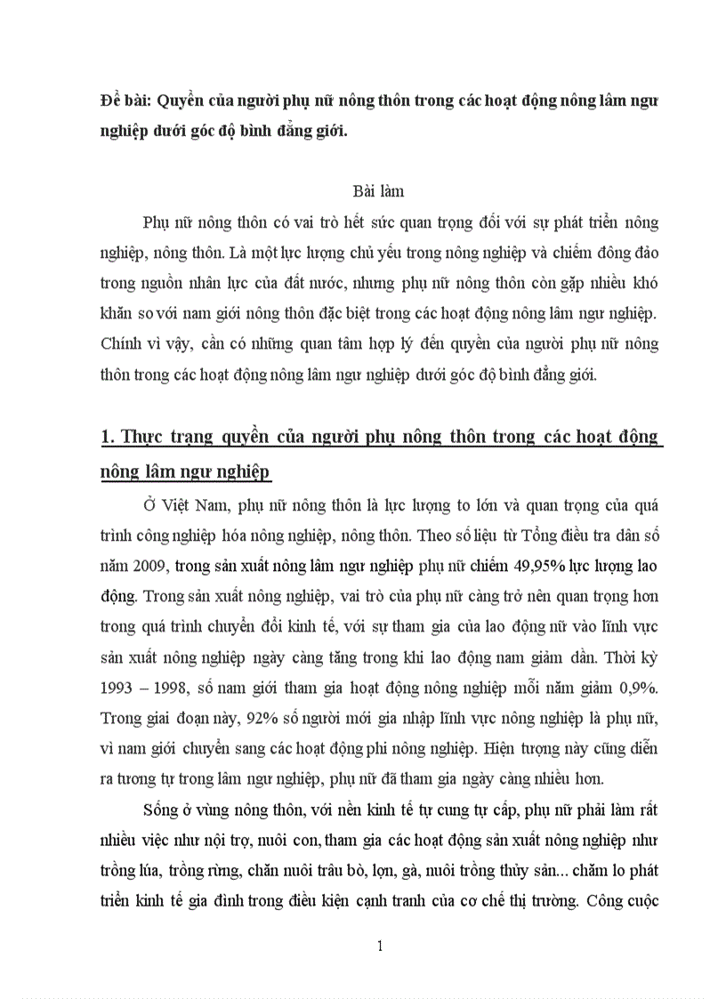 image for page Quyền của người phụ nữ nông thôn trong các hoạt động nông lâm ngư nghiệp dưới góc độ bình đẳng giới