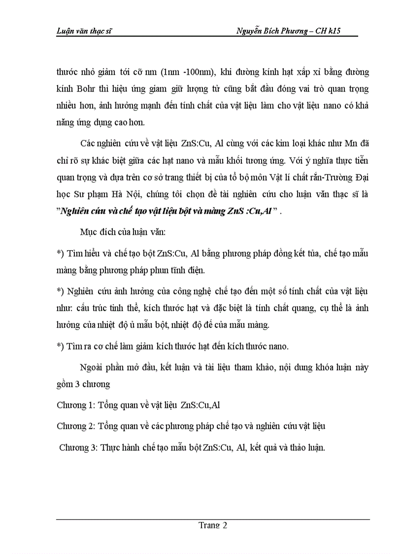 image for page Nghiên cứu và chế tạo vật liệu bột và màng ZnS Cu Al