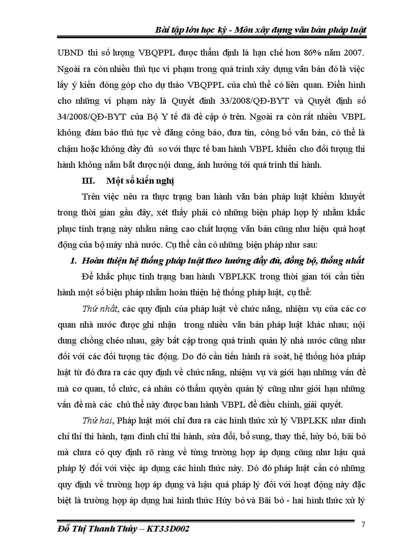 image for page Bài tập kỳ XDVBPL Thực trạng ban hành văn bản pháp luật khiếm khuyết Một số nhận xét và kiến nghị