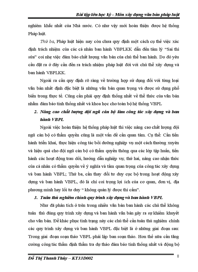 image for page Bài tập kỳ XDVBPL Thực trạng ban hành văn bản pháp luật khiếm khuyết Một số nhận xét và kiến nghị