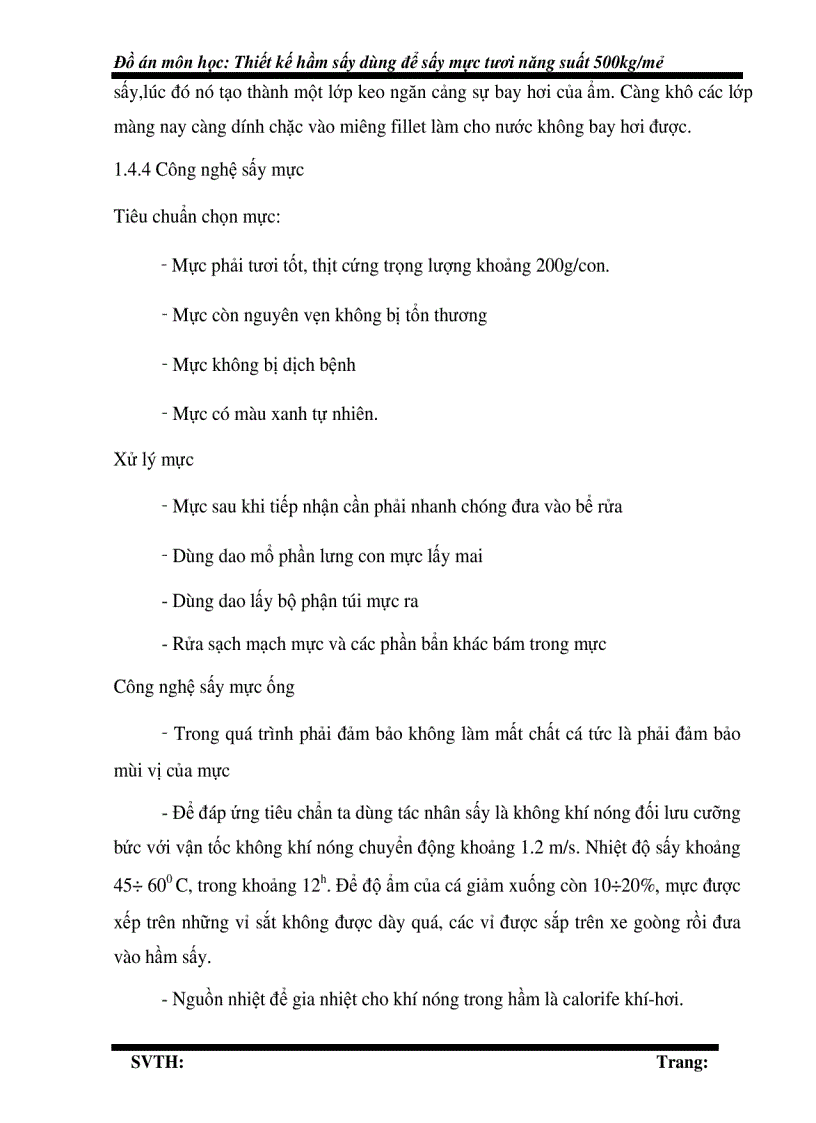 image for page Thiết kế hầm sấy để sấy mực tươi năng suất 500kg mẻ bản vẽ công nghệ