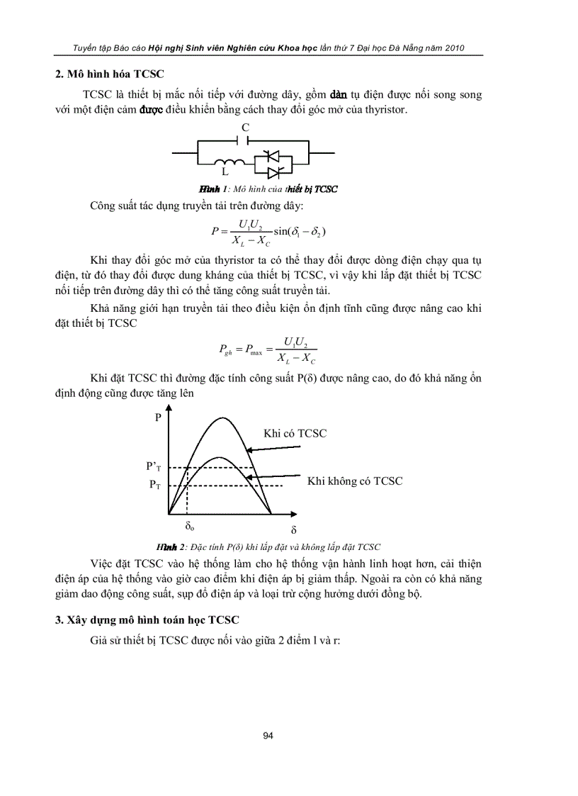 Nghiên cứu sử dụng thiết bị tcsc để nâng cao khả năng truyền tải của hệ thống điện 500 kv việt nam