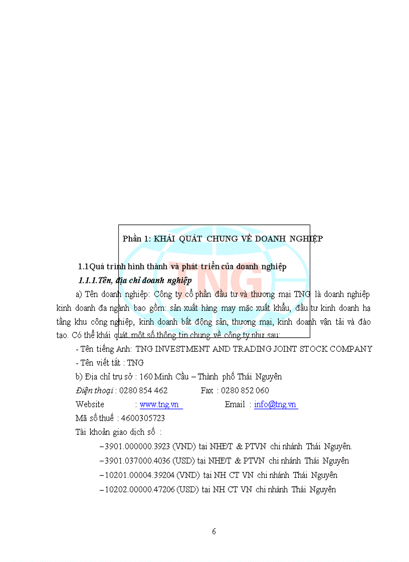 image for page Báo cáo thưc tập tốt nghiệp tại Công ty cổ phần đầu tư và thương mại TNG khoa quản lý ĐH kỹ thuật công nghiệp thái nguyên