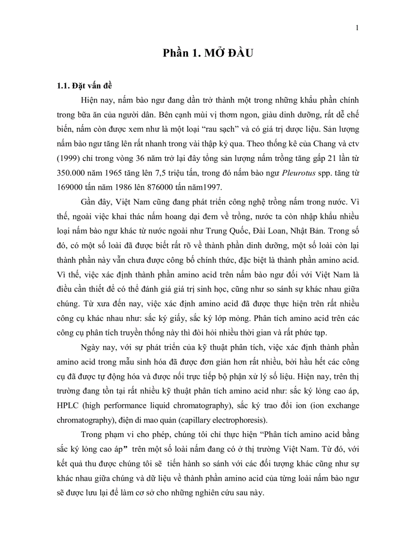image for page NUÔI TRỒNG VÀ XÁC ĐỊNH THÀNH PHẨN AMINO ACID CỦA MỘT SỐ LOÀI NẤM BÀO NGƯ Pleurotus spp BẰNG KỸ THUẬT SẮC KÝ LỎNG CAO ÁP High performance liquid chromatography HPLC