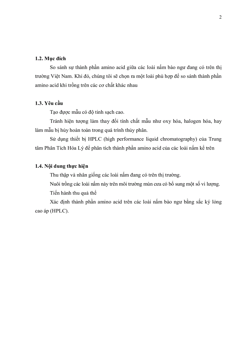 image for page NUÔI TRỒNG VÀ XÁC ĐỊNH THÀNH PHẨN AMINO ACID CỦA MỘT SỐ LOÀI NẤM BÀO NGƯ Pleurotus spp BẰNG KỸ THUẬT SẮC KÝ LỎNG CAO ÁP High performance liquid chromatography HPLC