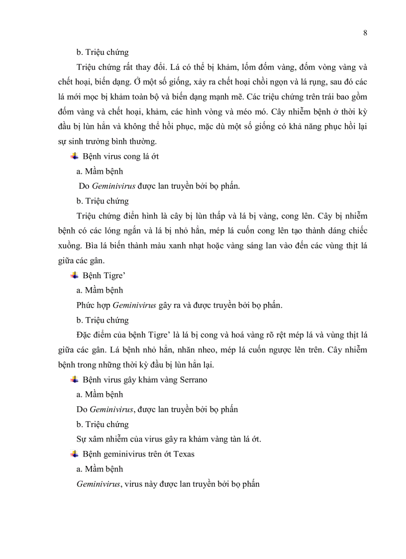 image for page Nghiên cứu hiện trạng nhiễm bệnh tswv Tomato spotted wilt virus trên cây ớt bằng kỹ thuật elisa và bước đầu xây dựng phương pháp chẩn đoán bằng kỹ thuật rt pcr