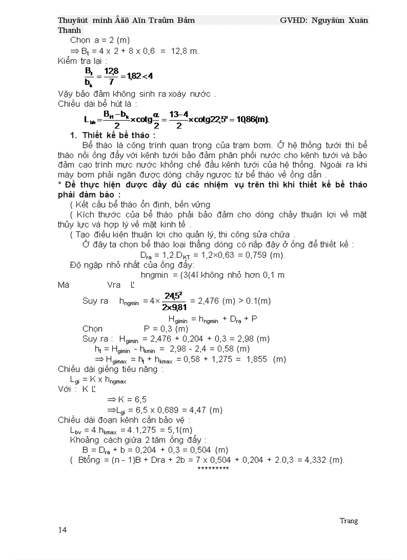 image for page Thiết kế sơ bộ trạm bơm tưới